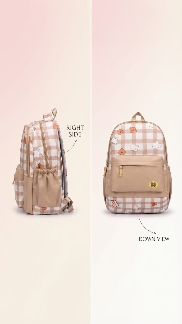 Imported Pure Cotton Backpack for Women & Girls | Multi-Compartment School & College Bag