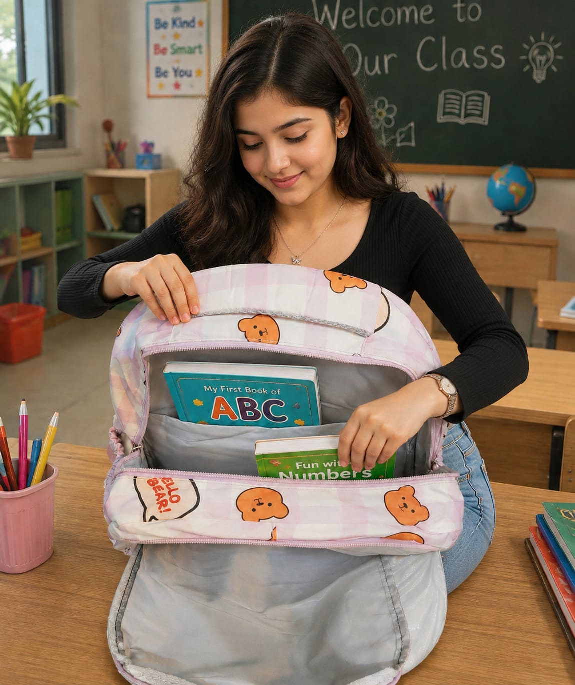 Imported Pure Cotton Backpack for Women & Girls | Multi-Compartment School & College Bag