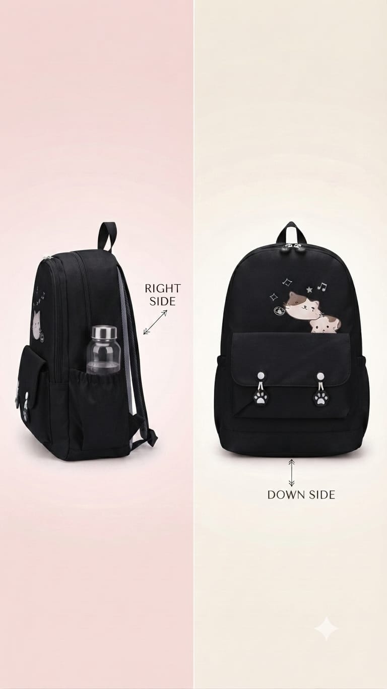 Imported Pure Cotton Backpack for Women & Girls | Multi-Compartment School & College Bag