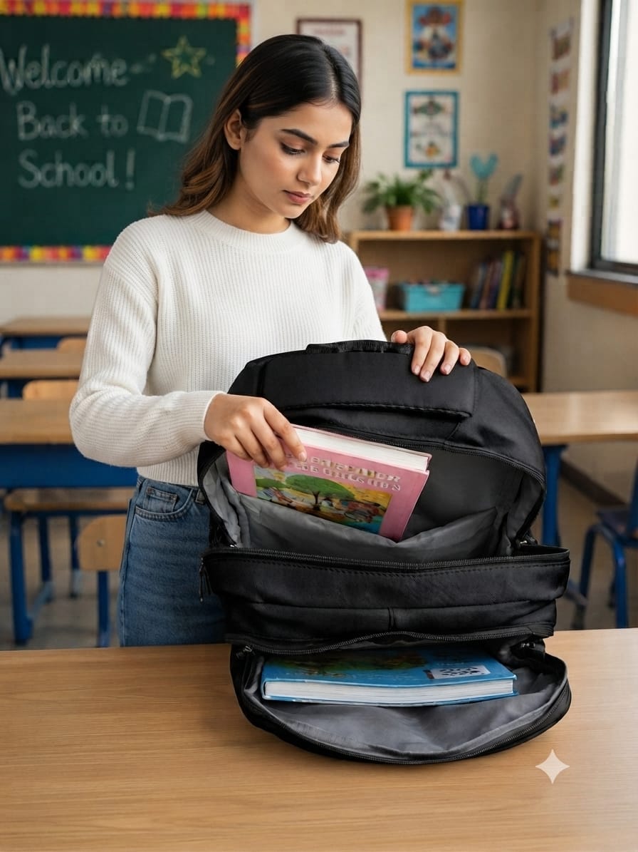 Imported Pure Cotton Backpack for Women & Girls | Multi-Compartment School & College Bag