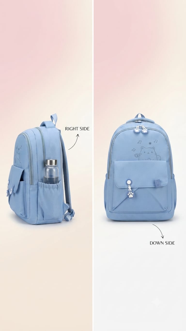 Imported Pure Cotton Backpack for Women & Girls | Multi-Compartment School & College Bag