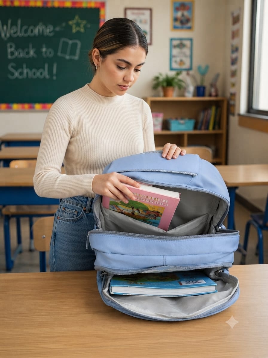 Imported Pure Cotton Backpack for Women & Girls | Multi-Compartment School & College Bag