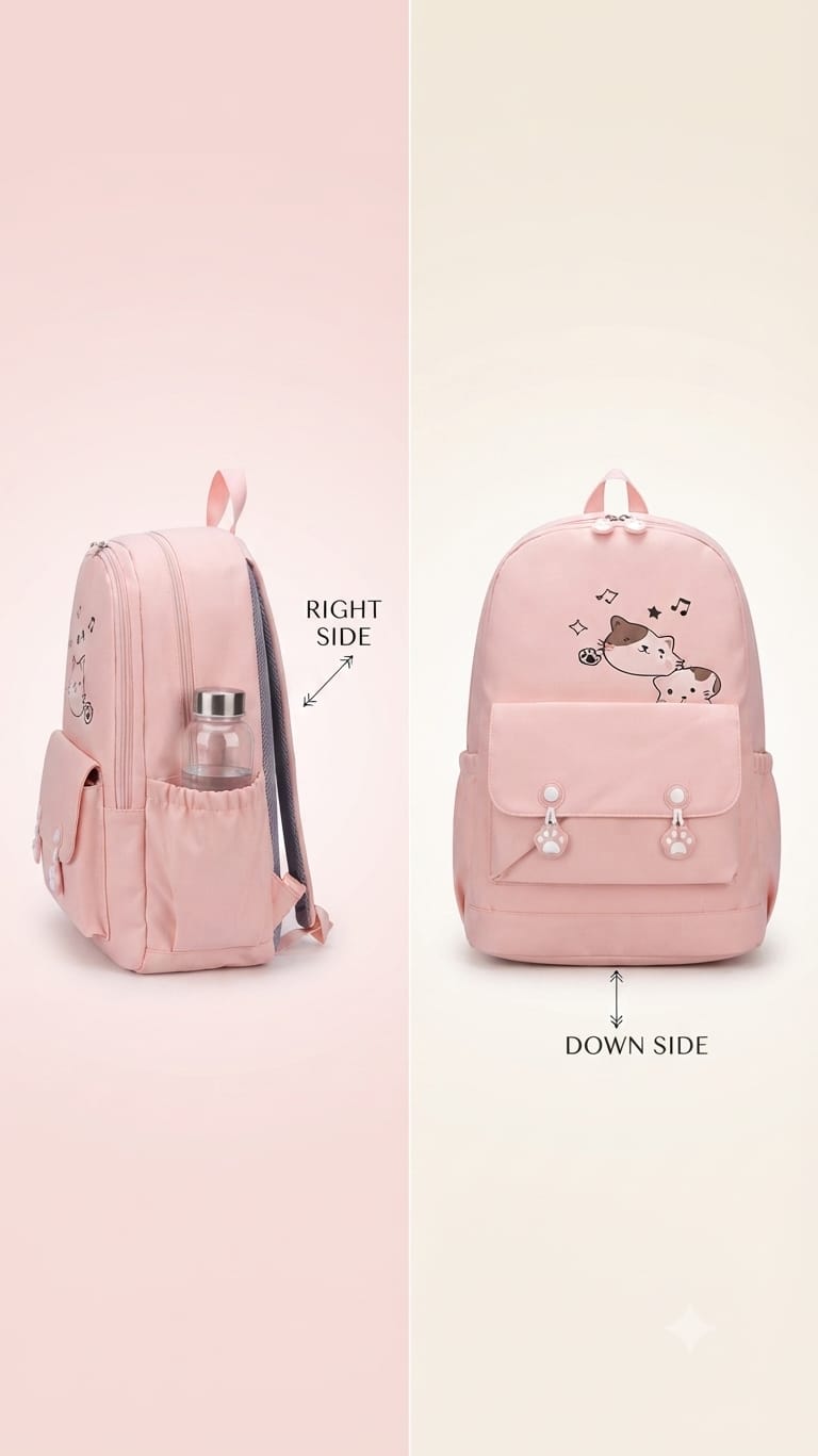 Imported Pure Cotton Backpack for Women & Girls | Multi-Compartment School & College Bag