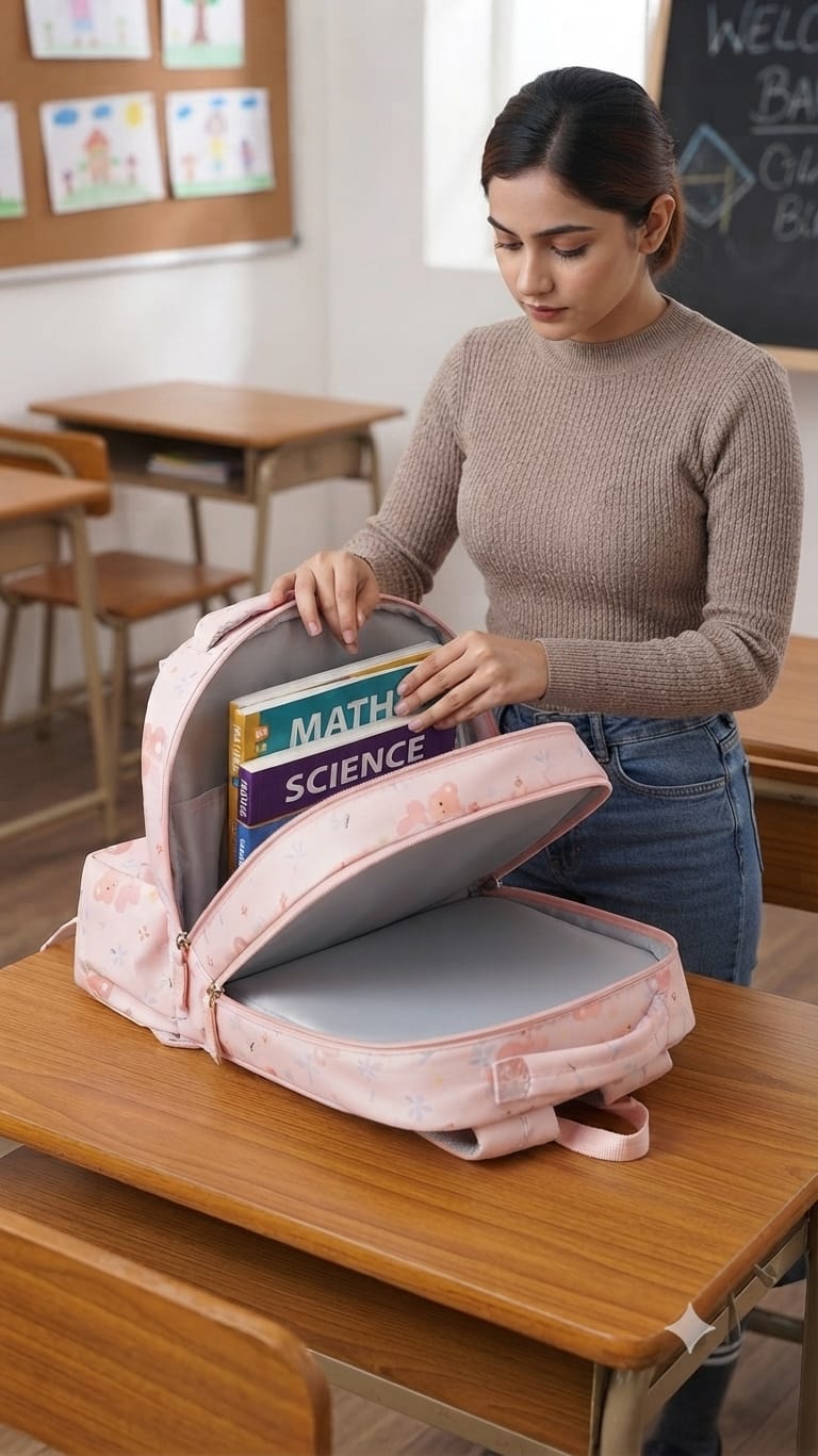 Imported Pure Cotton Backpack for Women & Girls | Multi-Compartment School & College Bag