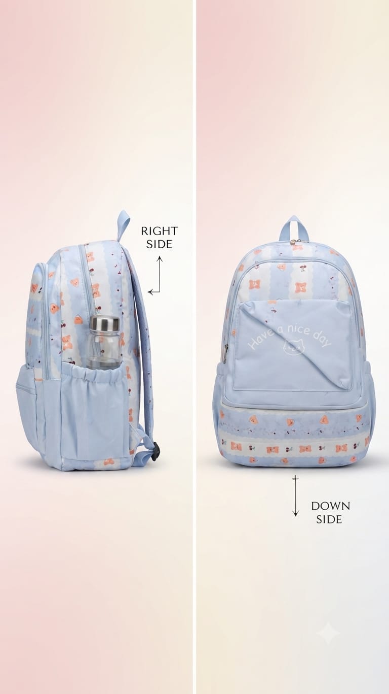 Imported Pure Cotton Backpack for Women & Girls | Multi-Compartment School & College Bag