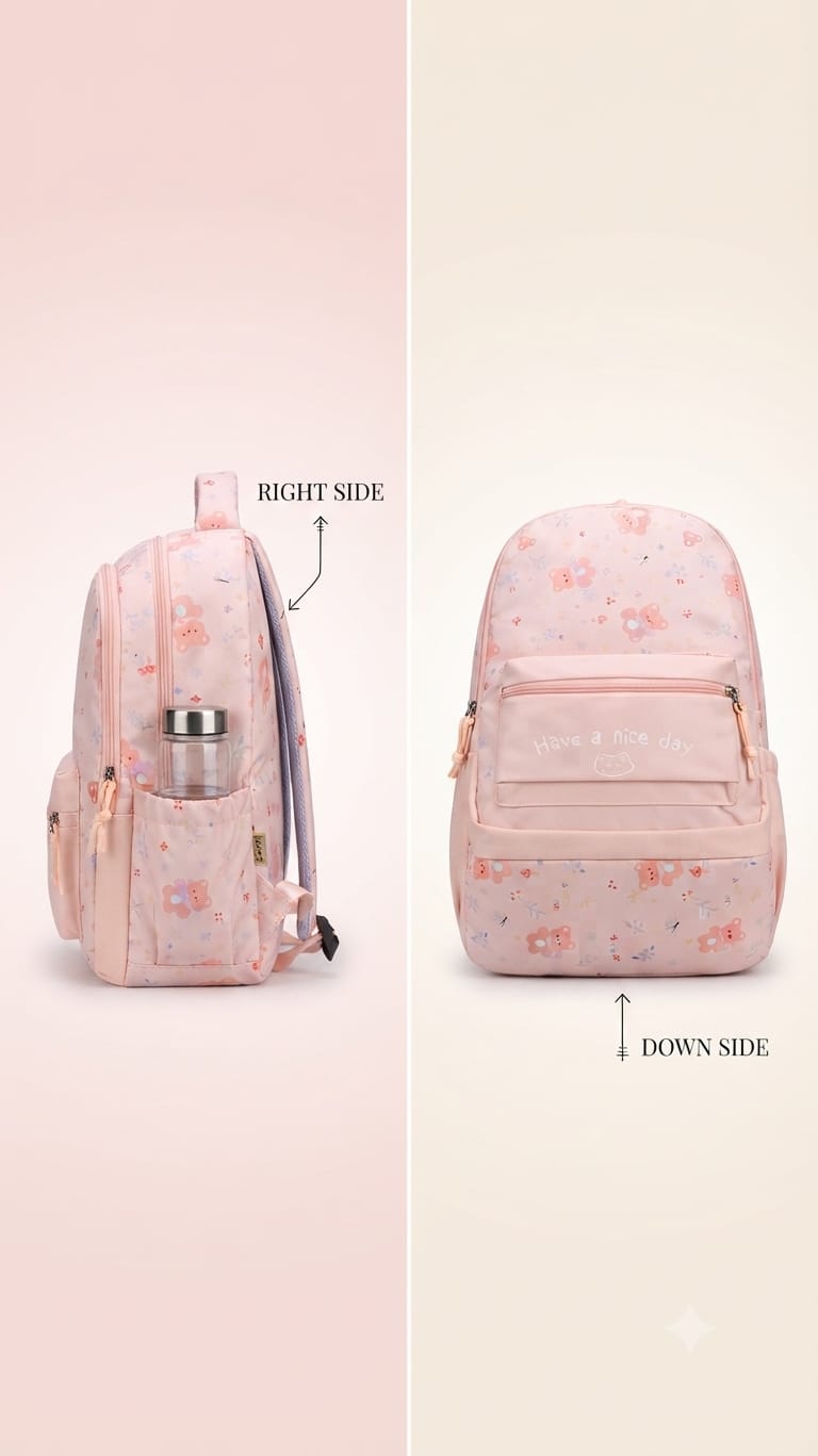 Imported Pure Cotton Backpack for Women & Girls | Multi-Compartment School & College Bag