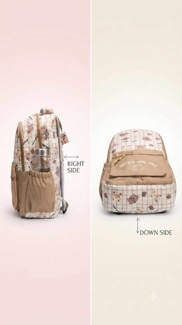 Imported Pure Cotton Backpack for Women & Girls | Multi-Compartment School & College Bag