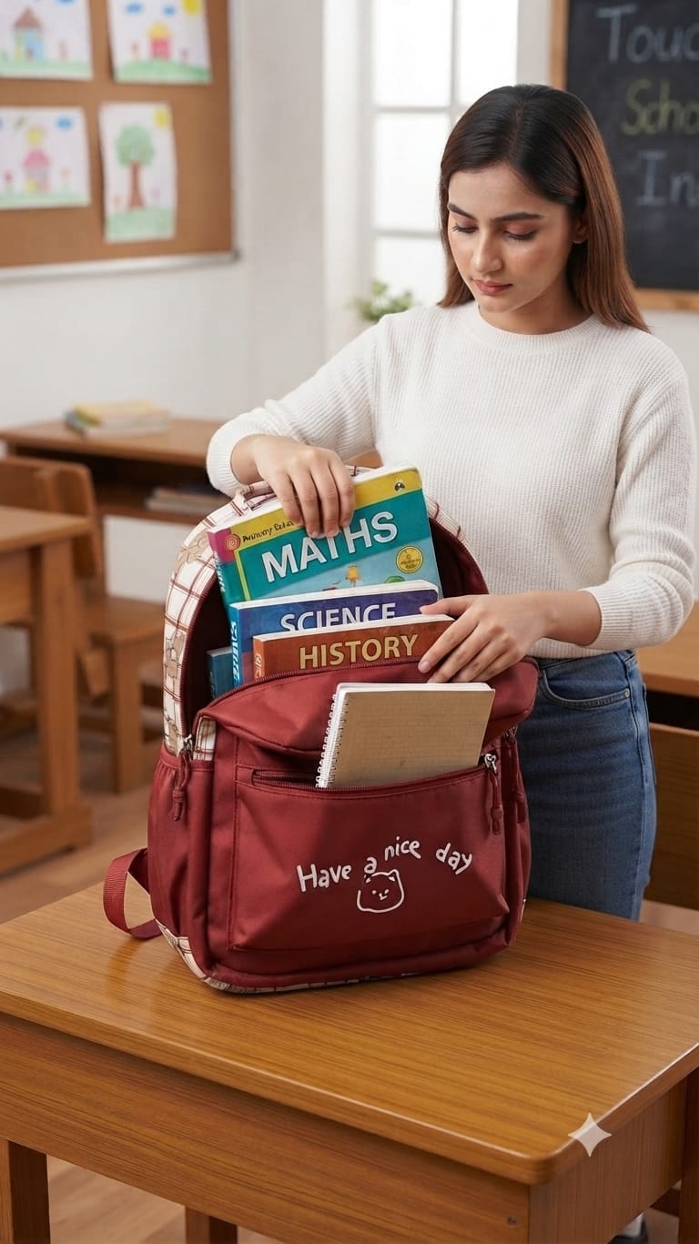 Imported Pure Cotton Backpack for Women & Girls | Multi-Compartment School & College Bag