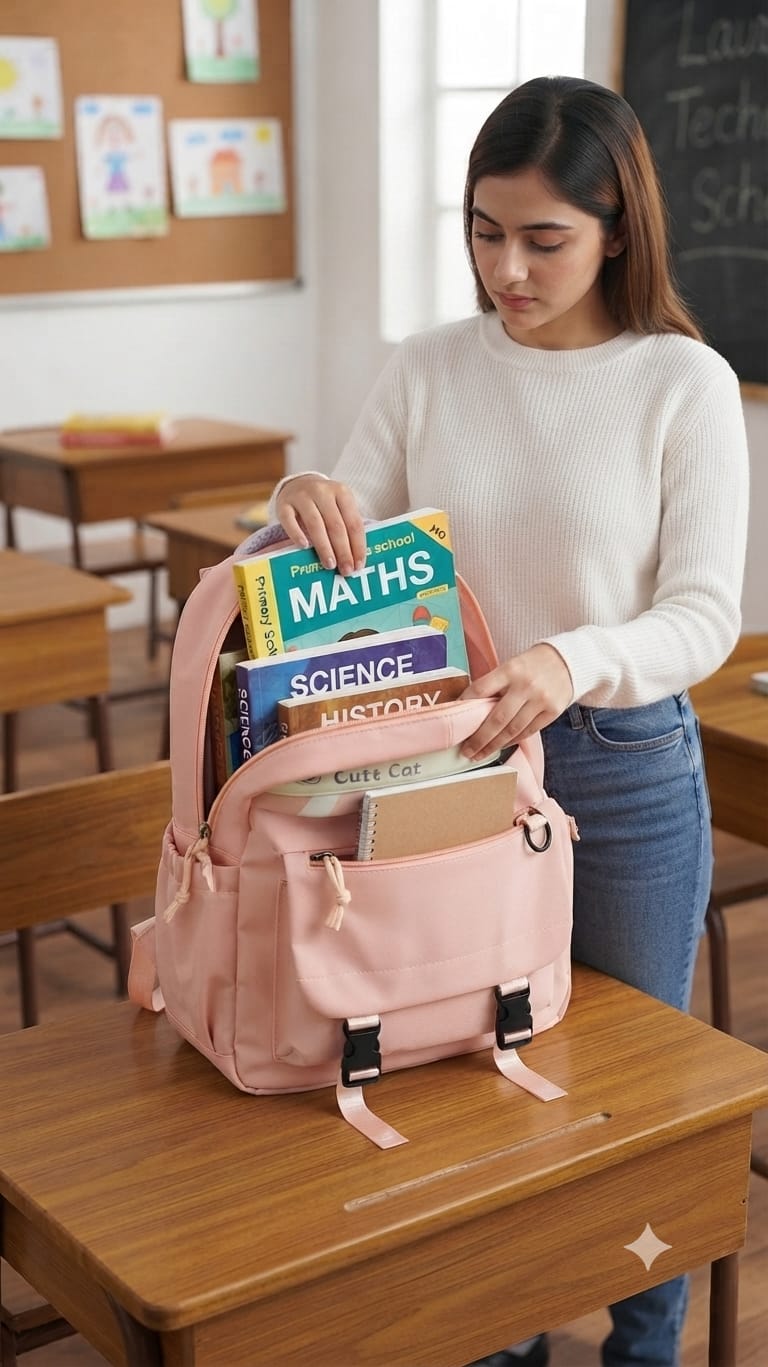 Imported Pure Cotton Backpack for Women & Girls | Stylish Multi-Pocket School & College Travel Bag