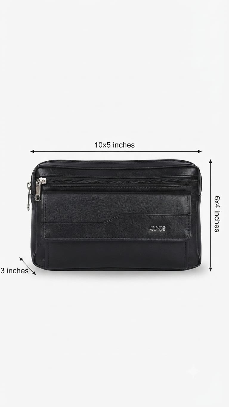 Edge Men's PU Leather Shagun & Cash Kit | Multi-Zip Organizer Pouch for Weddings & Office