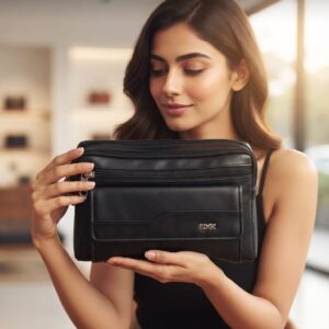 Edge Men’s PU Leather Shagun & Cash Kit | Multi-Zip Organizer Pouch for Weddings & Office
