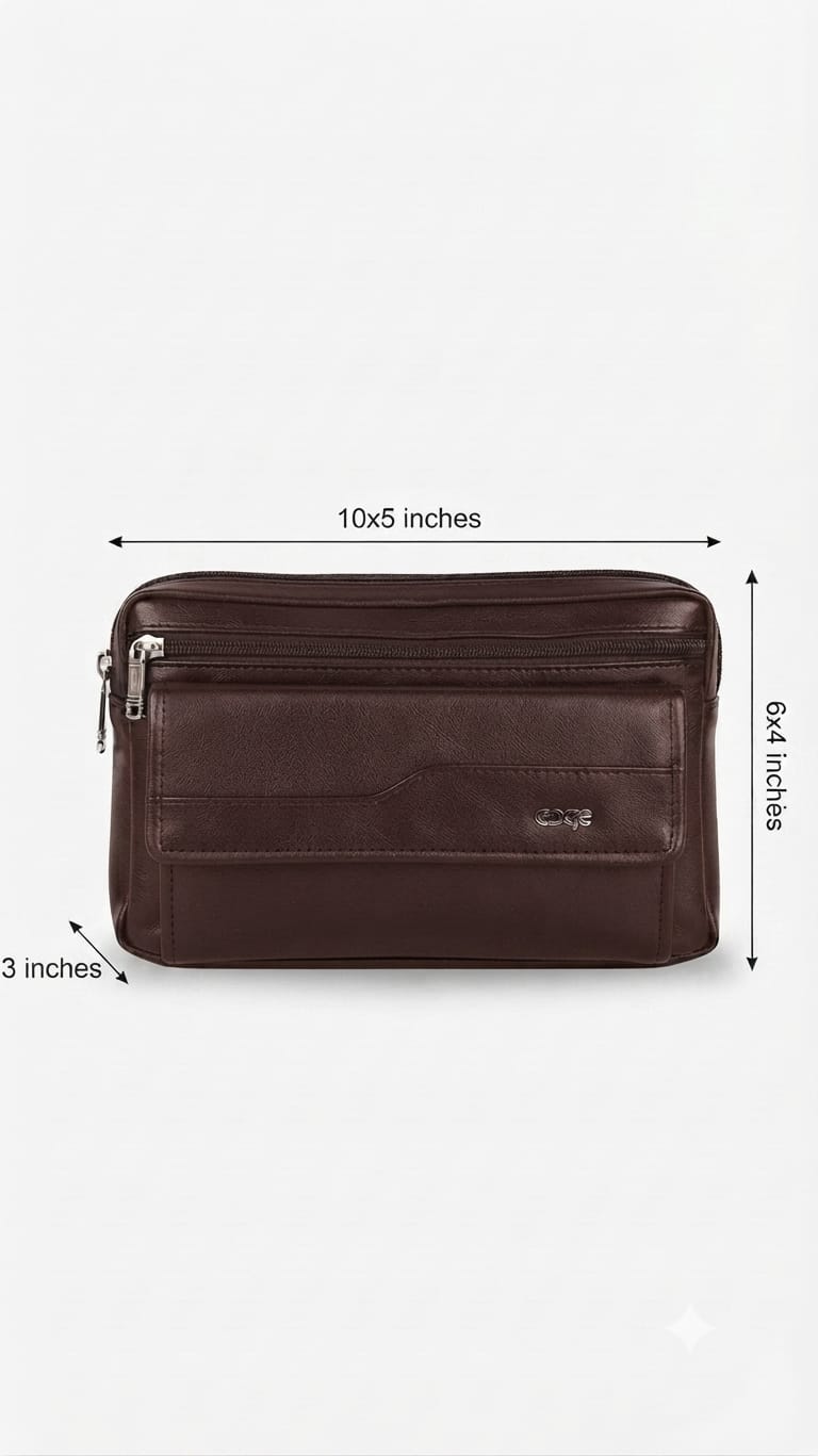 Edge Men's PU Leather Shagun & Cash Kit | Multi-Zip Organizer Pouch for Weddings & Office