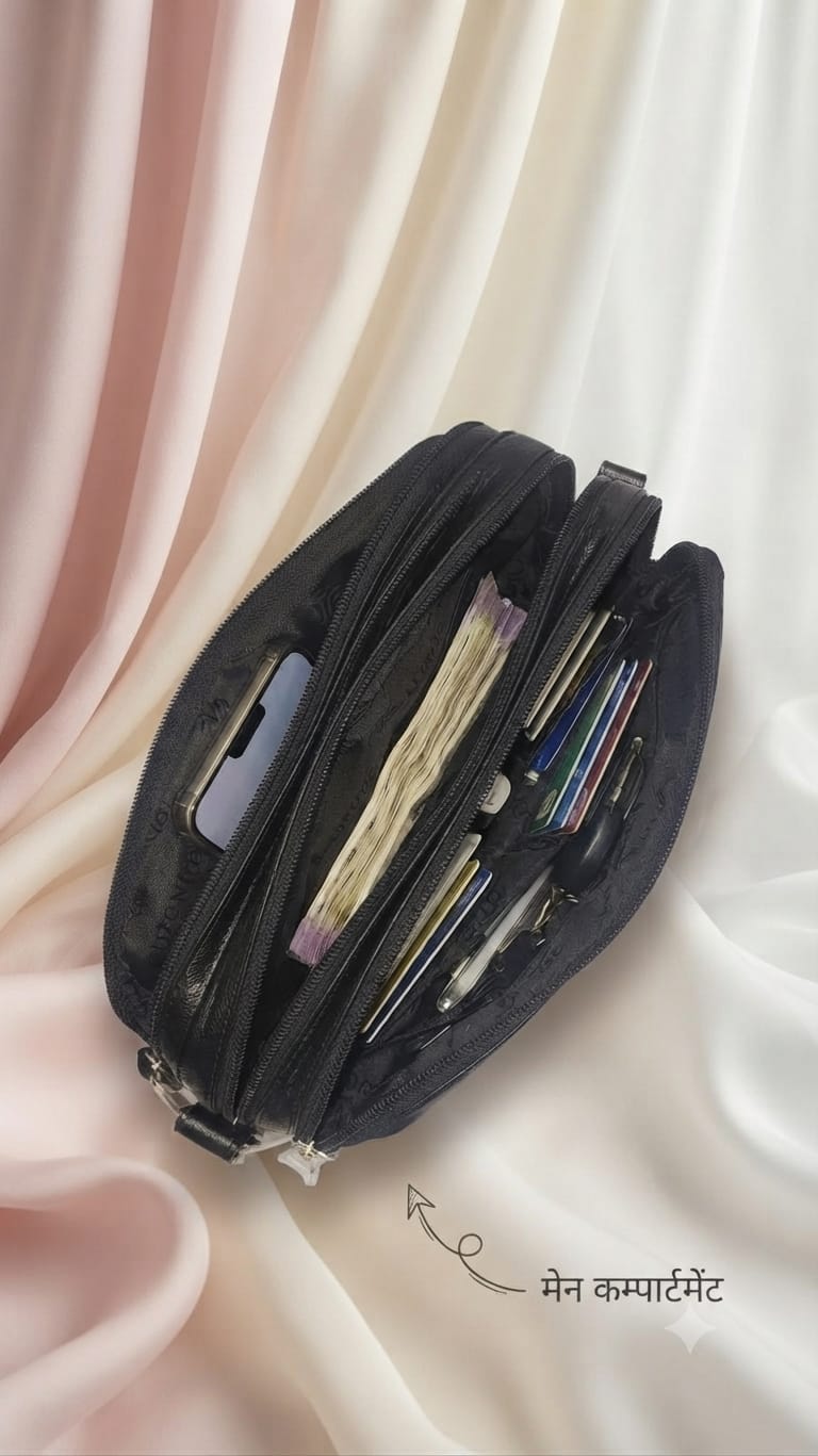 Edge Men's PU Leather Shagun & Cash Kit | Multi-Zip Organizer Pouch for Weddings & Office