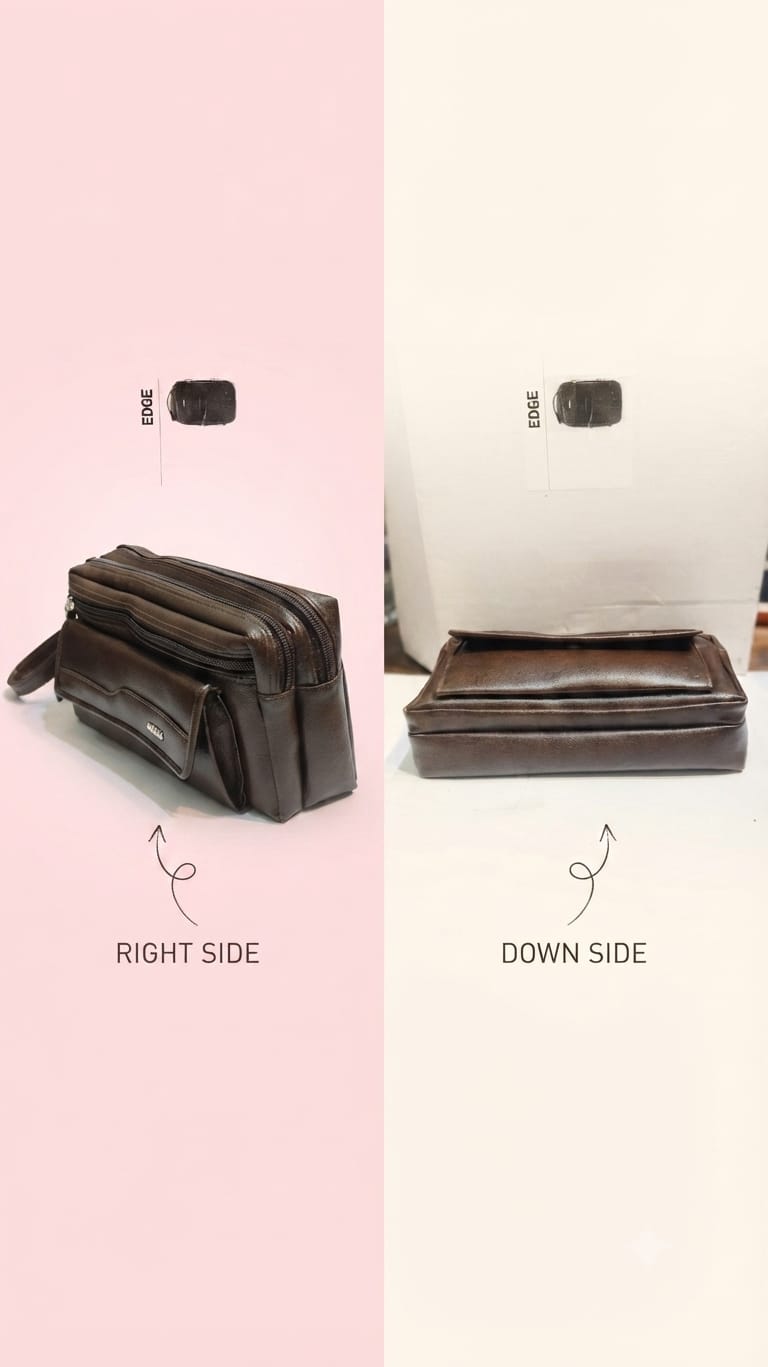 Edge Men's PU Leather Shagun & Cash Kit | Multi-Zip Organizer Pouch for Weddings & Office