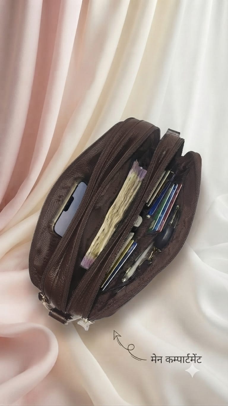 Edge Men's PU Leather Shagun & Cash Kit | Multi-Zip Organizer Pouch for Weddings & Office