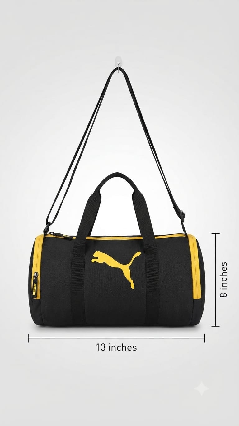Sport Men's Pure Cotton Gym Bag | Compact Multi-Compartment Fitness Duffle (Puma / Nike / Adidas style)