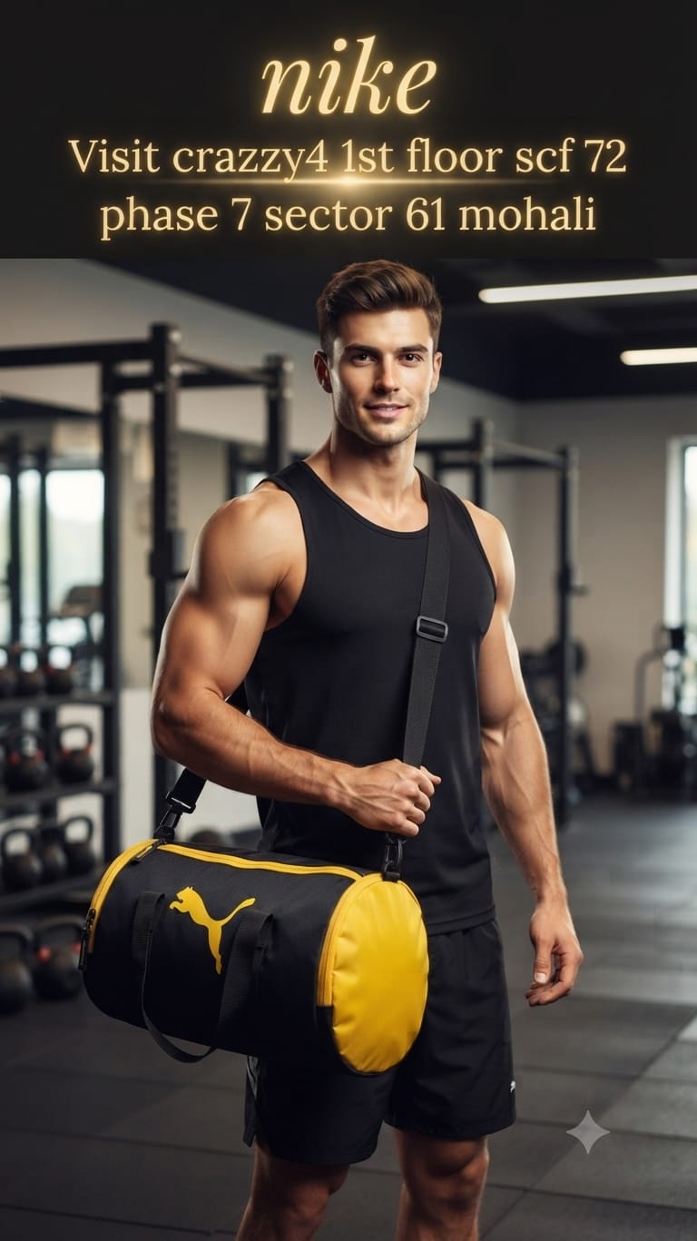 Sport Men's Pure Cotton Gym Bag | Compact Multi-Compartment Fitness Duffle (Puma / Nike / Adidas style)