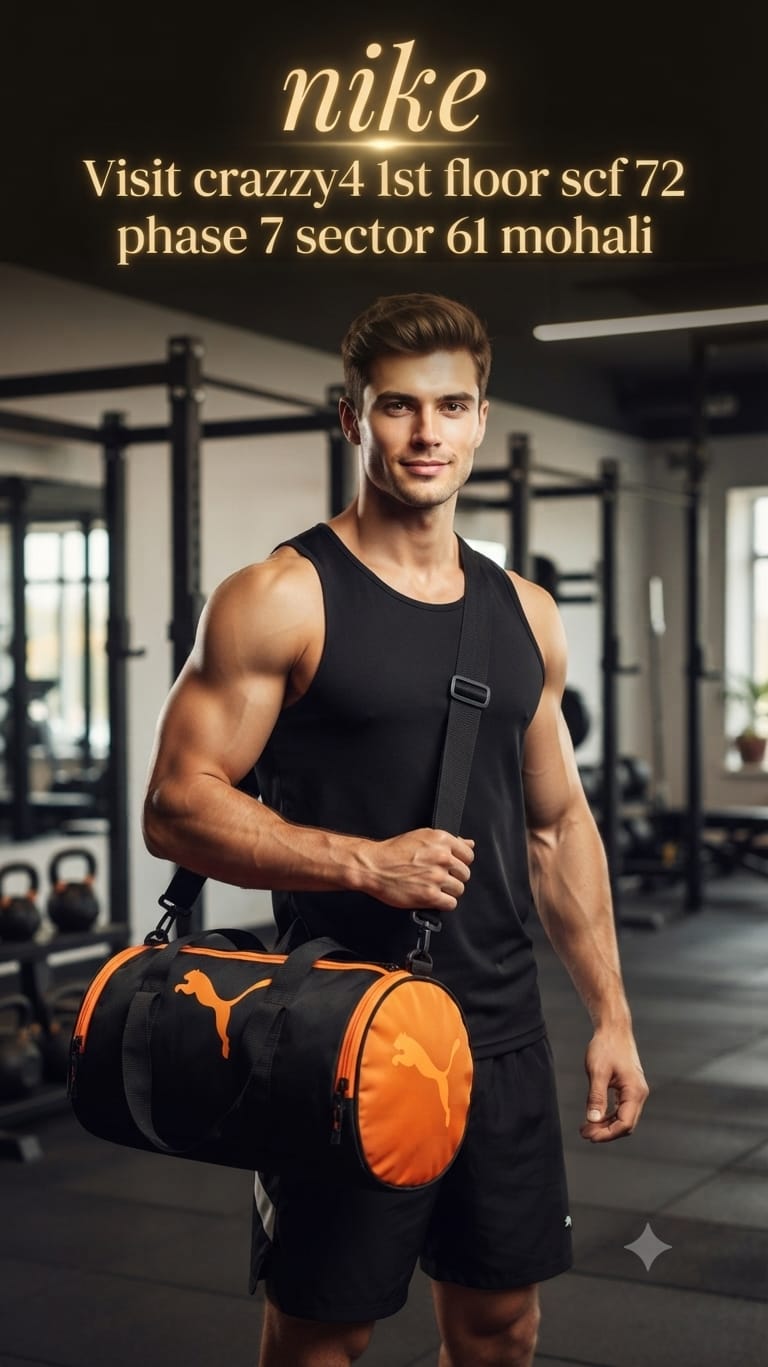 Sport Men's Pure Cotton Gym Bag | Compact Multi-Compartment Fitness Duffle (Puma / Nike / Adidas style)