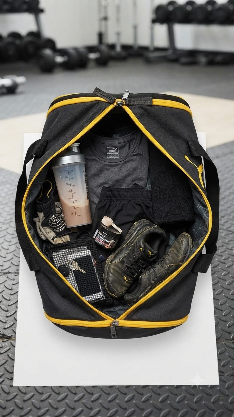 Sport Men's Pure Cotton Gym Bag | Compact Multi-Compartment Fitness Duffle (Puma / Nike / Adidas style)