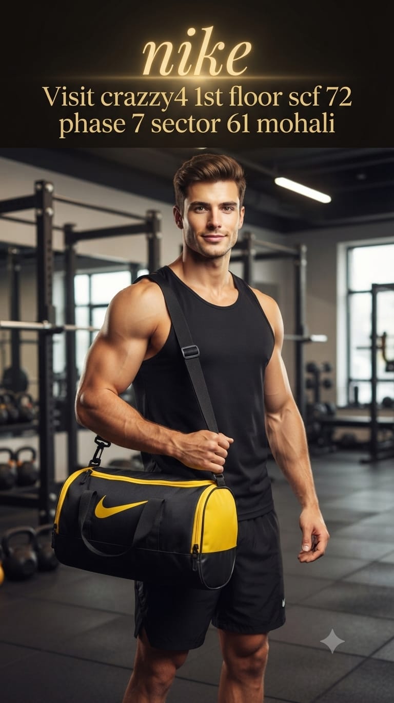 Sport Men's Pure Cotton Gym Bag | Compact Multi-Compartment Fitness Duffle (Puma / Nike / Adidas style)