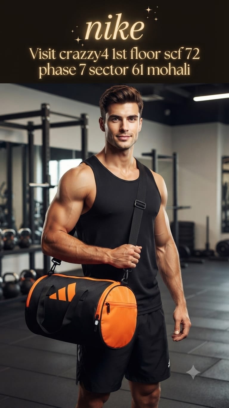 Sport Men's Pure Cotton Gym Bag | Compact Multi-Compartment Fitness Duffle (Puma / Nike / Adidas style)