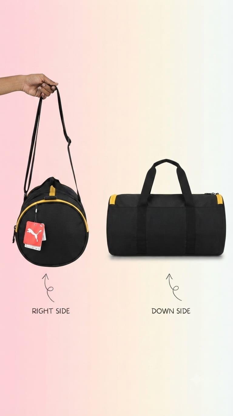 Sport Men's Pure Cotton Gym Bag | Compact Multi-Compartment Fitness Duffle (Puma / Nike / Adidas style)