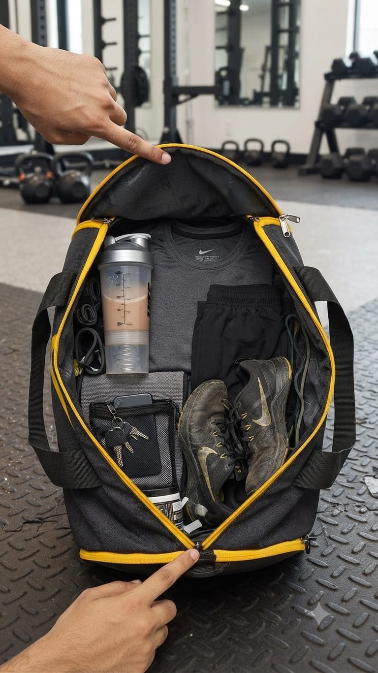 Sport Men's Pure Cotton Gym Bag | Compact Multi-Compartment Fitness Duffle (Puma / Nike / Adidas style)