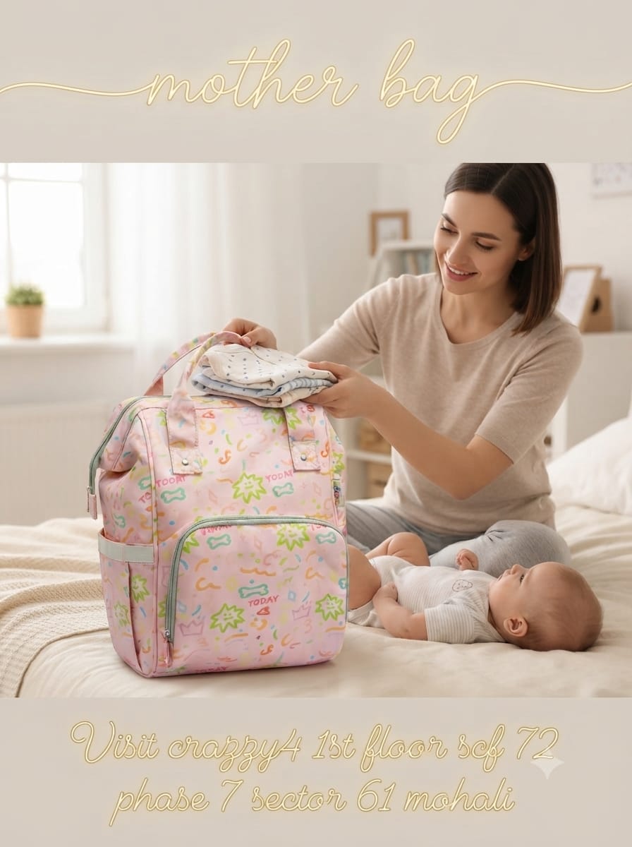 EDGE Pure Cotton Baby Backpack | Multi-Pocket Travel & Shopping Bag for Parents