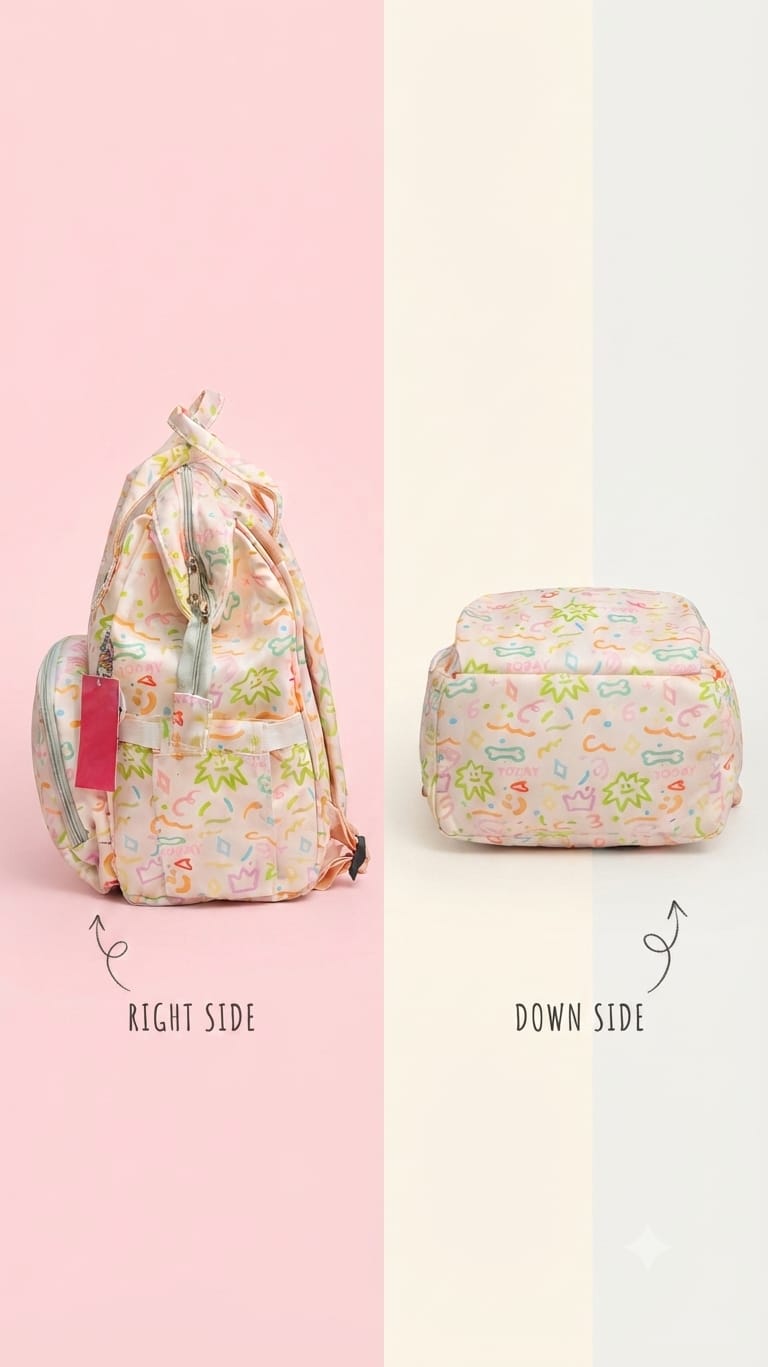 EDGE Pure Cotton Baby Backpack | Multi-Pocket Travel & Shopping Bag for Parents