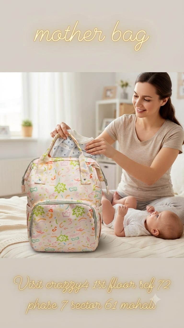 EDGE Pure Cotton Baby Backpack | Multi-Pocket Travel & Shopping Bag for Parents
