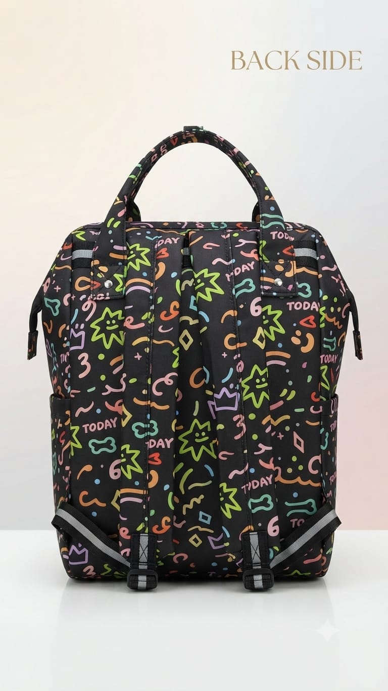 EDGE Pure Cotton Baby Backpack | Multi-Pocket Travel & Shopping Bag for Parents
