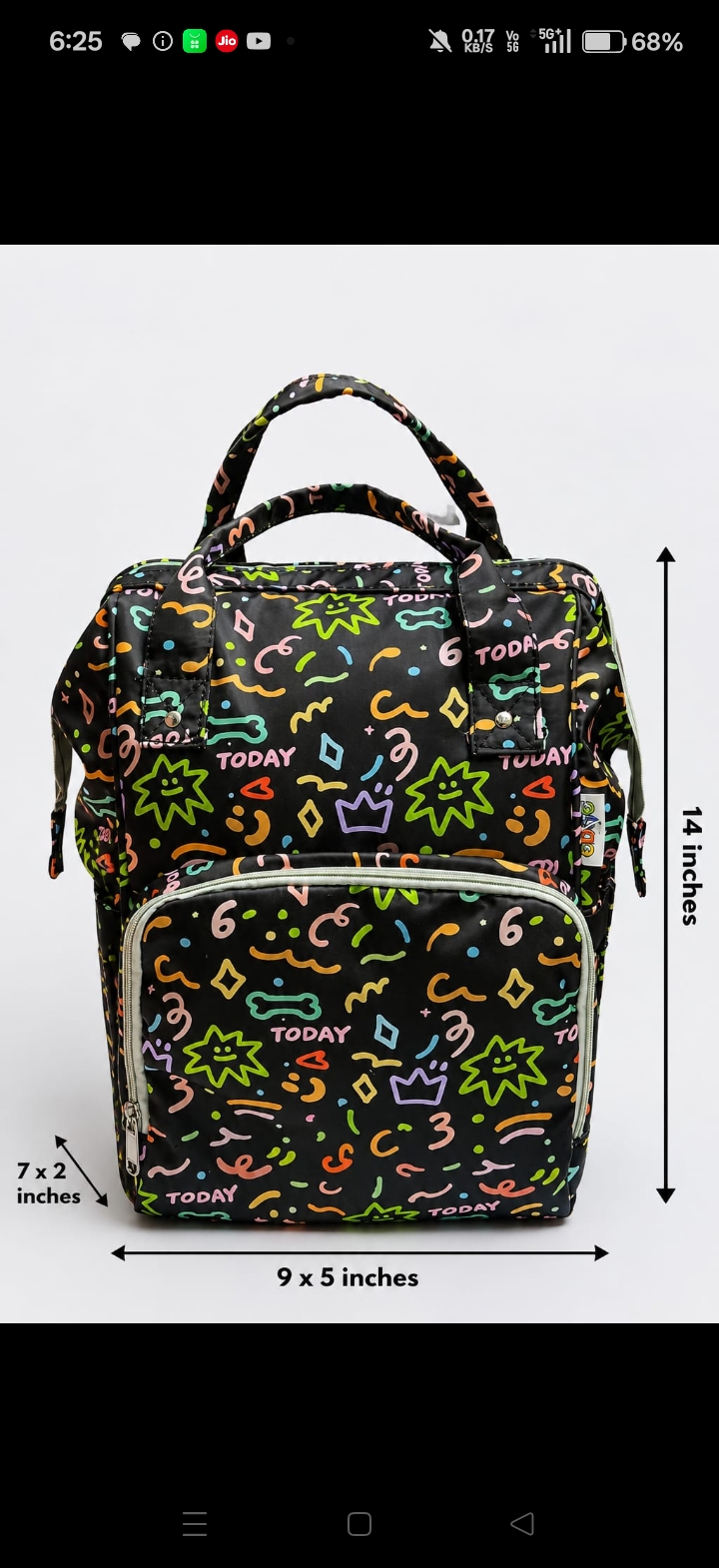 EDGE Pure Cotton Baby Backpack | Multi-Pocket Travel & Shopping Bag for Parents