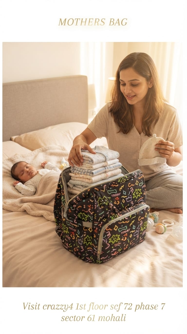 EDGE Pure Cotton Baby Backpack | Multi-Pocket Travel & Shopping Bag for Parents