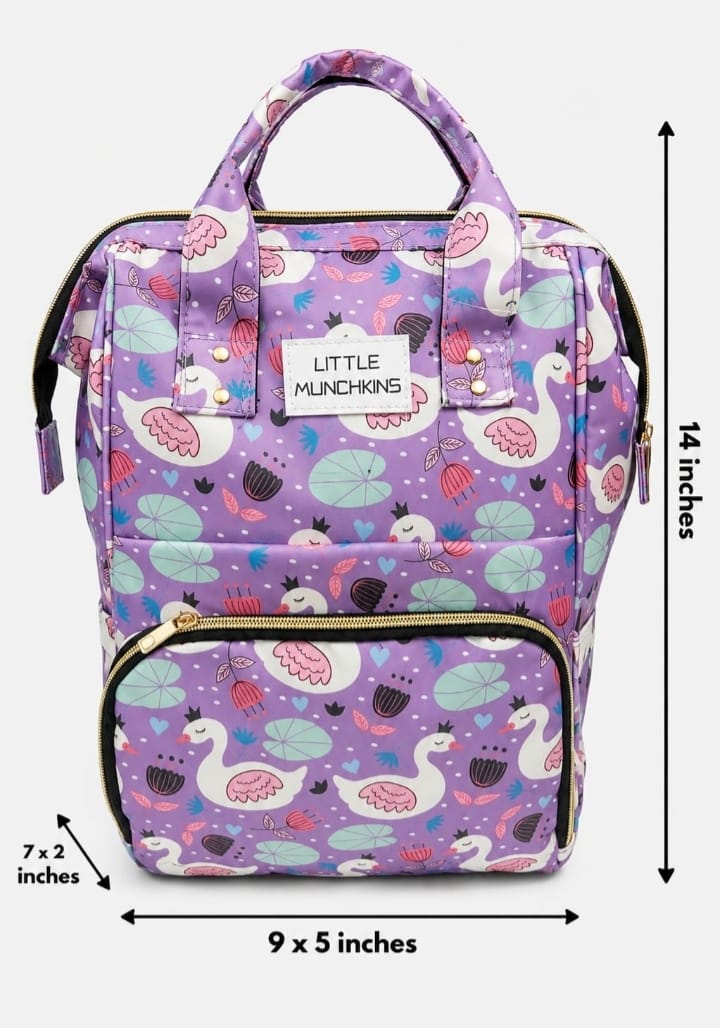 Little Munchkins Pure Cotton Baby Backpack | Multi-Pocket Travel & Shopping Bag for Parents