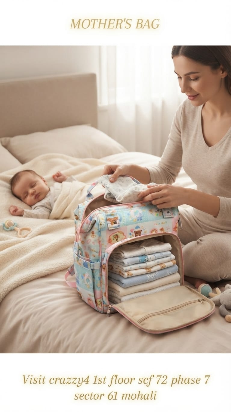 Little Munchkins Pure Cotton Baby Backpack | Multi-Pocket Travel & Shopping Bag for Parents