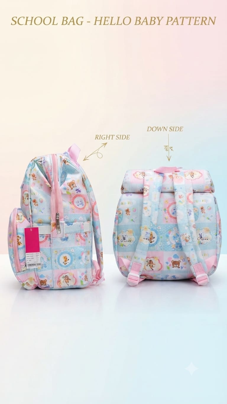 Little Munchkins Pure Cotton Baby Backpack | Multi-Pocket Travel & Shopping Bag for Parents