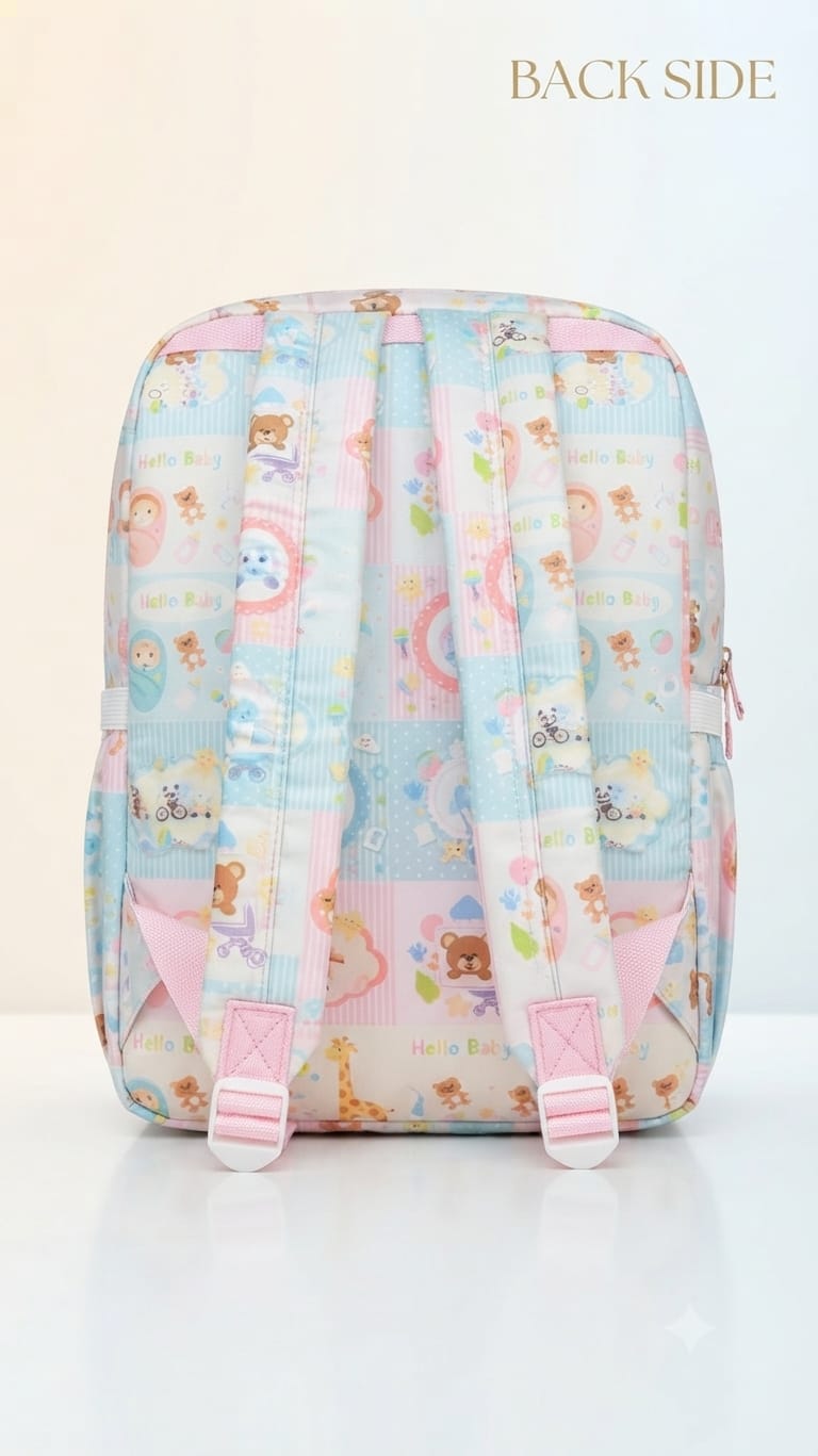 Little Munchkins Pure Cotton Baby Backpack | Multi-Pocket Travel & Shopping Bag for Parents