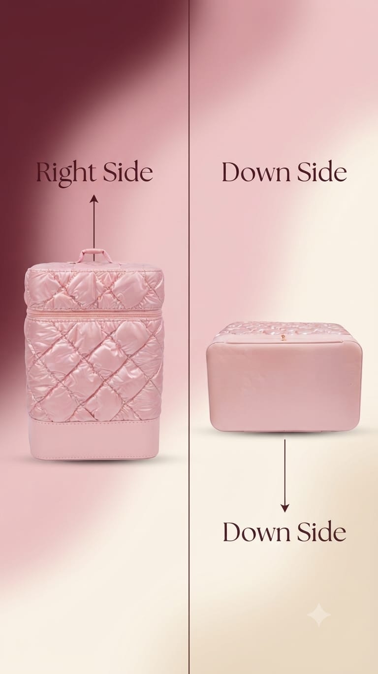 Imported Premium Quilted Vanity Bag | Multi-Compartment Makeup & Cosmetics Organizer Pouch