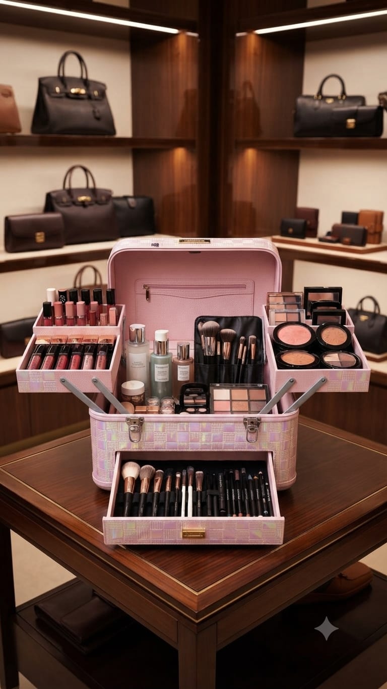 Imported Premium Quilted Vanity Bag | Multi-Compartment Makeup & Cosmetics Organizer Pouch