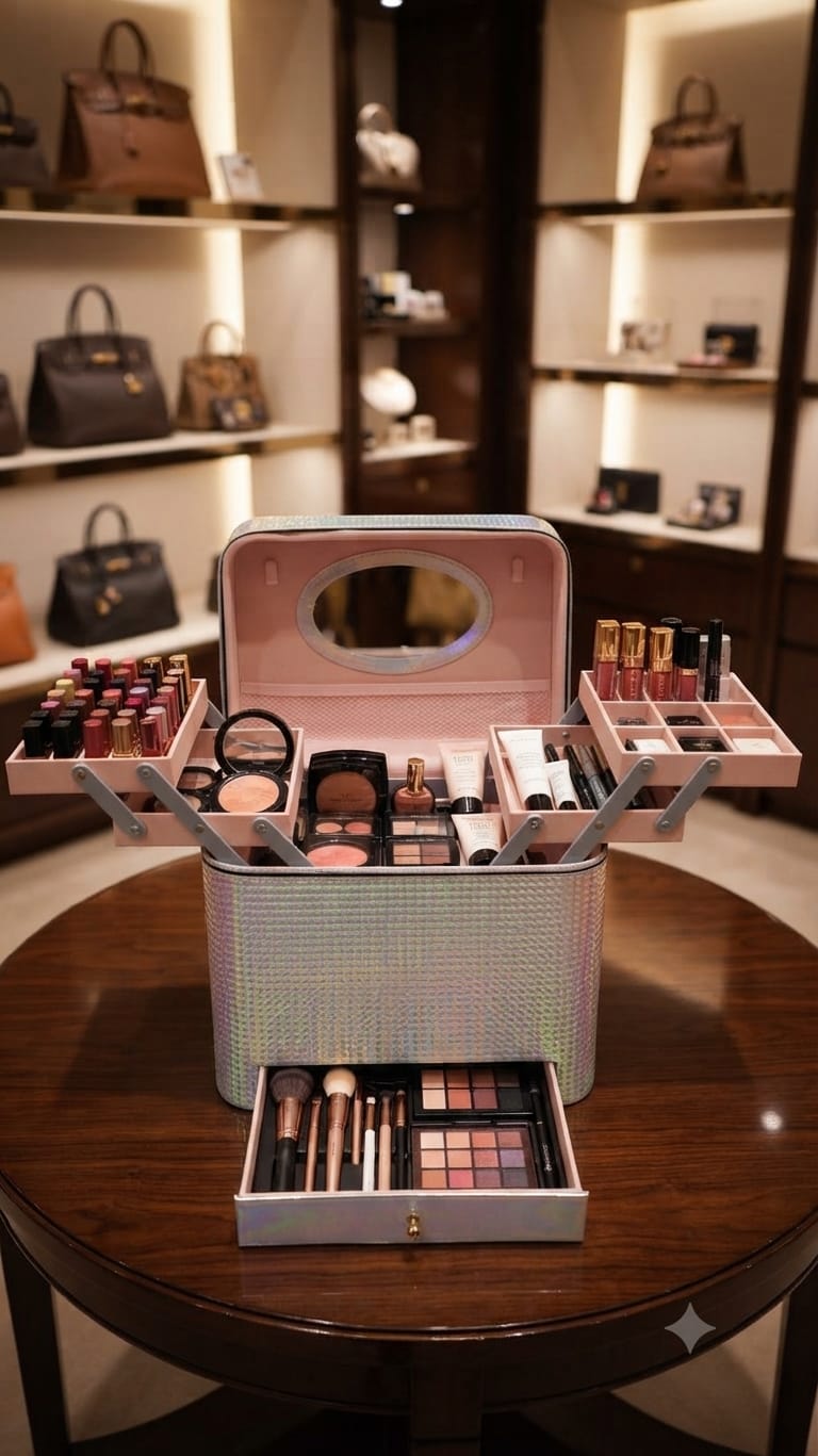 Imported Premium Quilted Vanity Bag | Multi-Compartment Makeup & Cosmetics Organizer Pouch