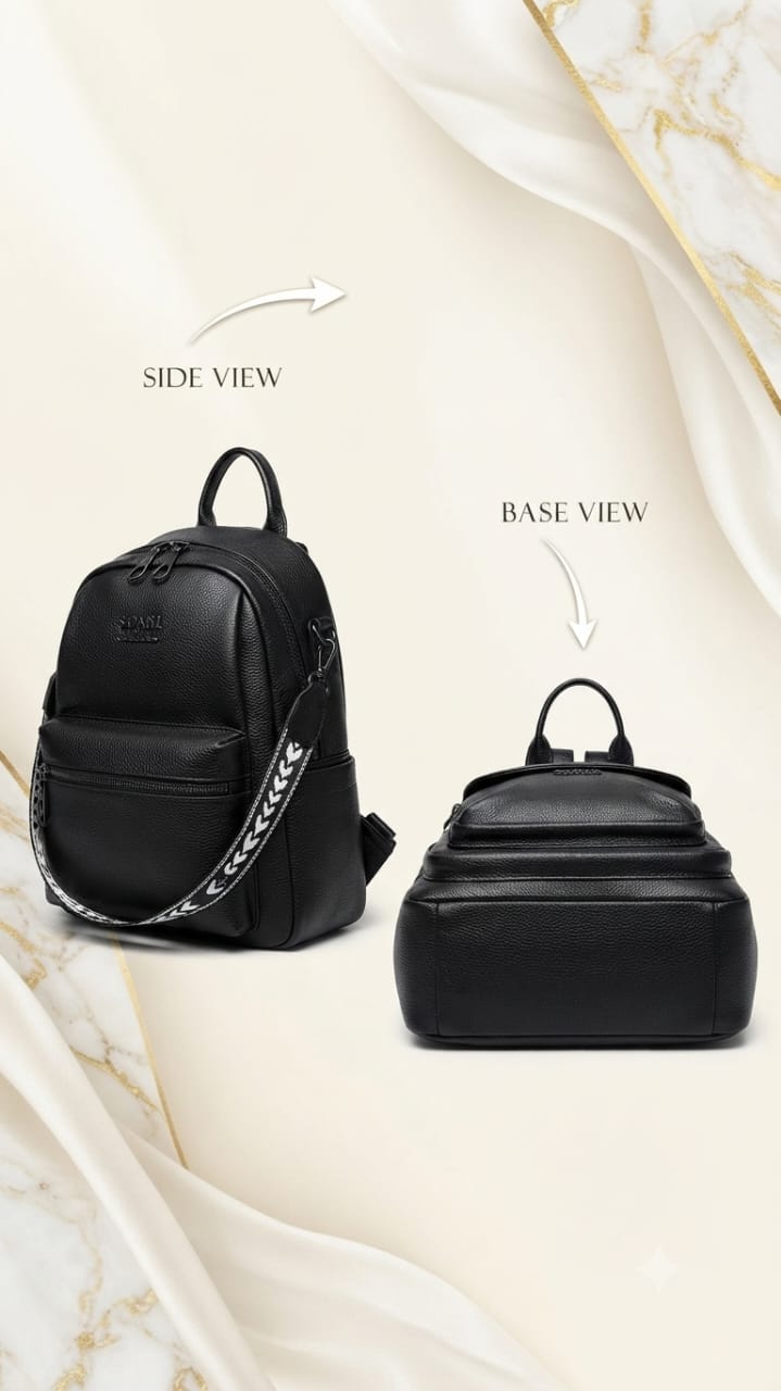 Min Min Premium Soft PU Leather Backpack | Stylish Multi-Compartment Bag for College, Office & Travel