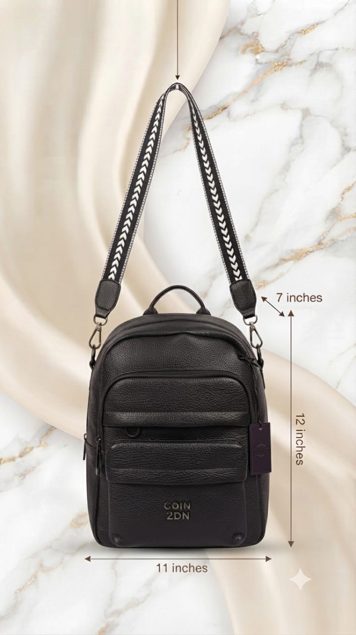 Min Min Premium Soft PU Leather Backpack | Stylish Multi-Compartment Bag for College, Office & Travel