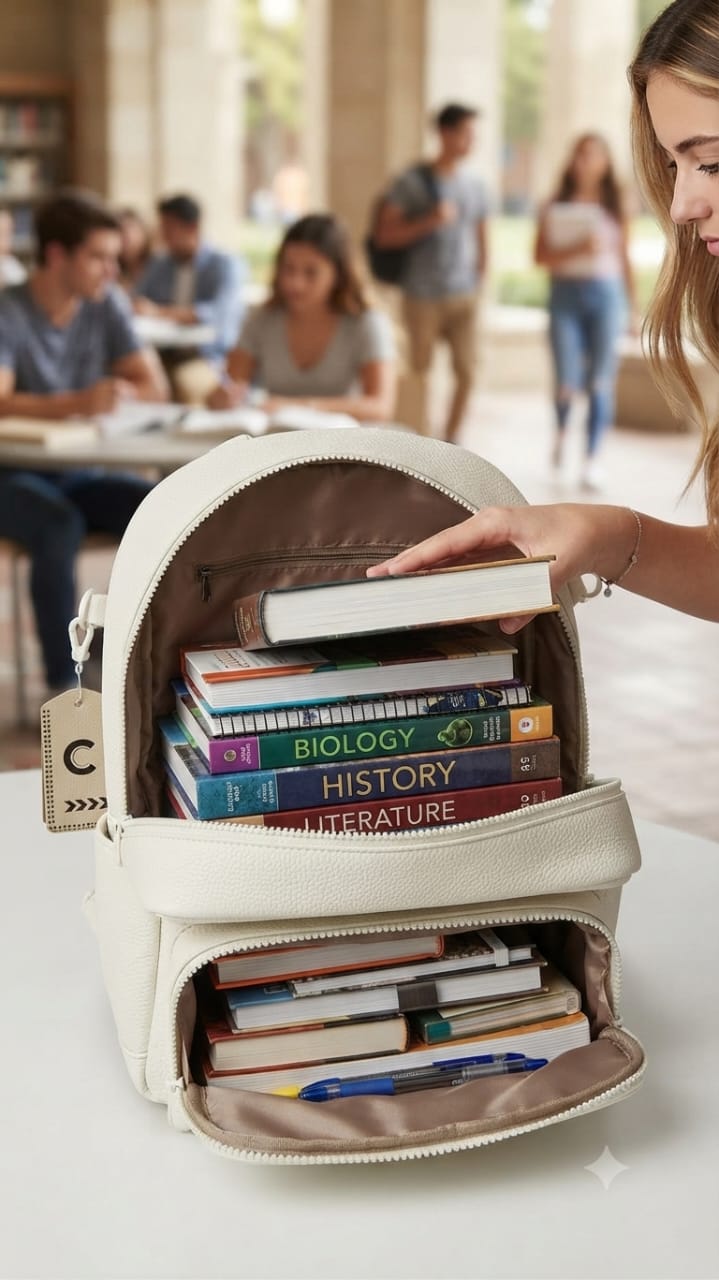 Min Min Premium Soft PU Leather Backpack | Stylish Multi-Compartment Bag for College, Office & Travel