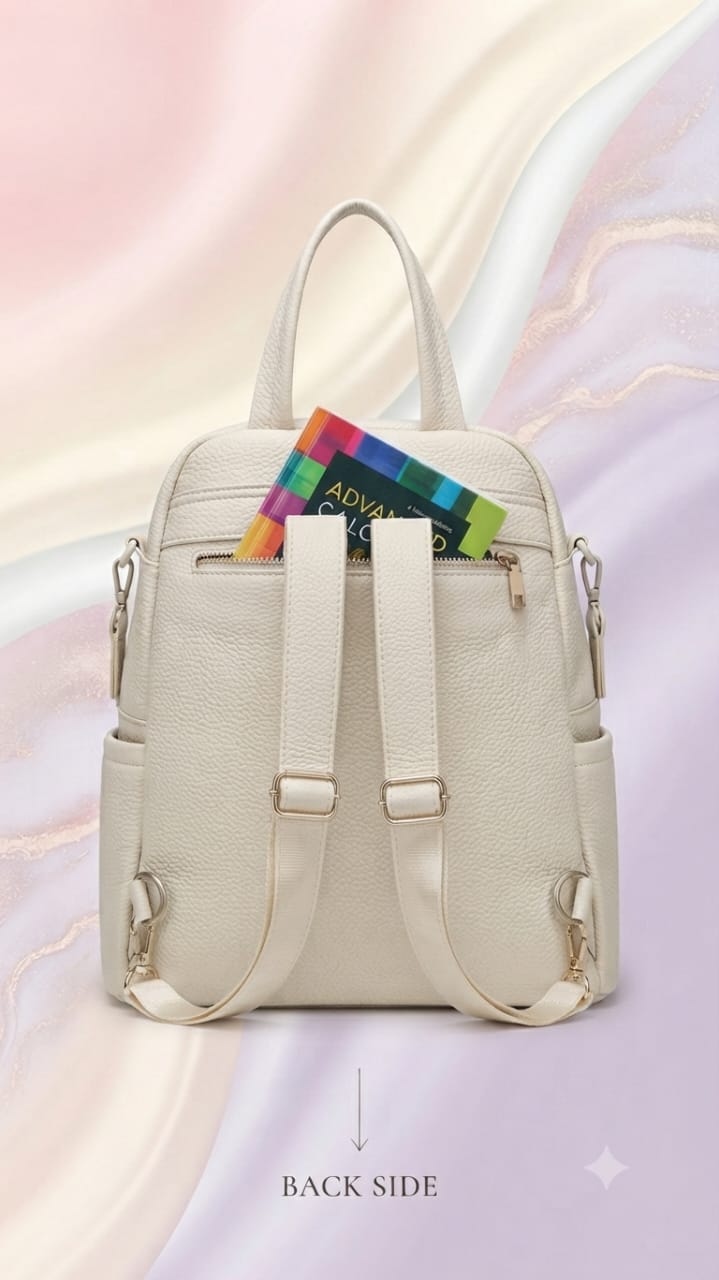 Min Min Premium Soft PU Leather Backpack | Stylish Multi-Compartment Bag for College, Office & Travel