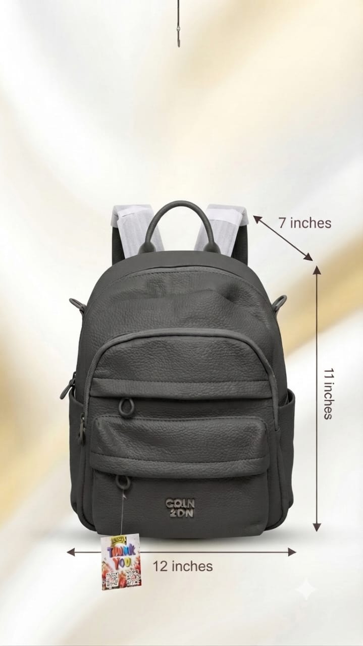 Min Min Premium Soft PU Leather Backpack | Stylish Multi-Compartment Bag for College, Office & Travel