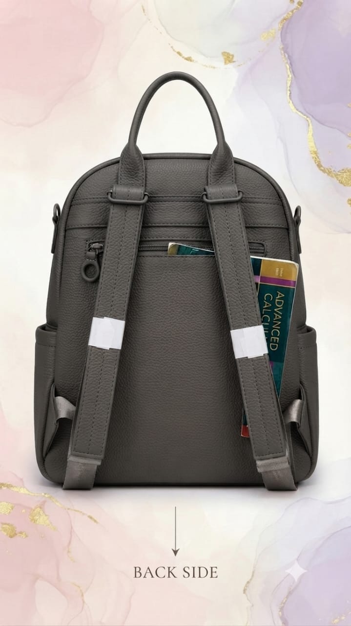 Min Min Premium Soft PU Leather Backpack | Stylish Multi-Compartment Bag for College, Office & Travel