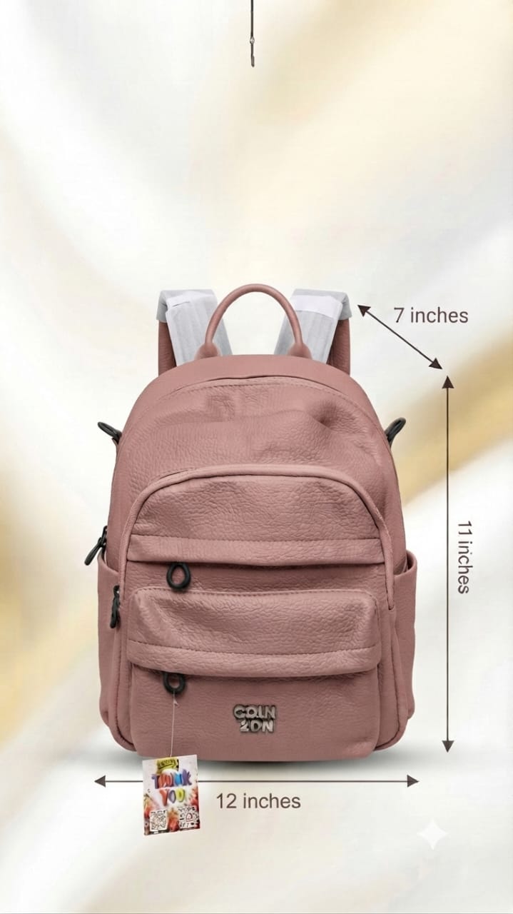 Min Min Premium Soft PU Leather Backpack | Stylish Multi-Compartment Bag for College, Office & Travel