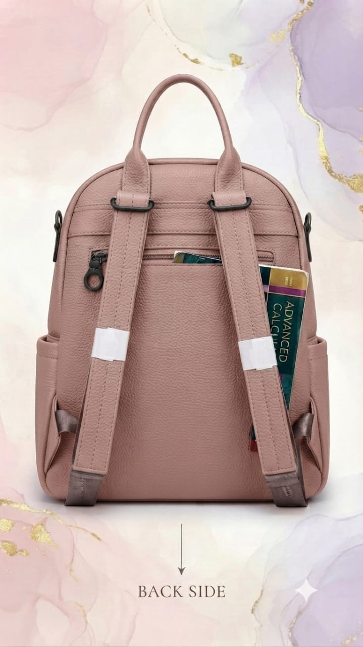 Min Min Premium Soft PU Leather Backpack | Stylish Multi-Compartment Bag for College, Office & Travel