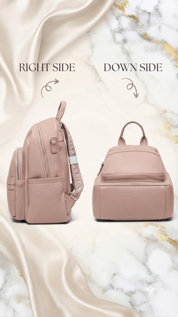 Min Min Premium Soft PU Leather Backpack | Stylish Multi-Compartment Bag for College, Office & Travel