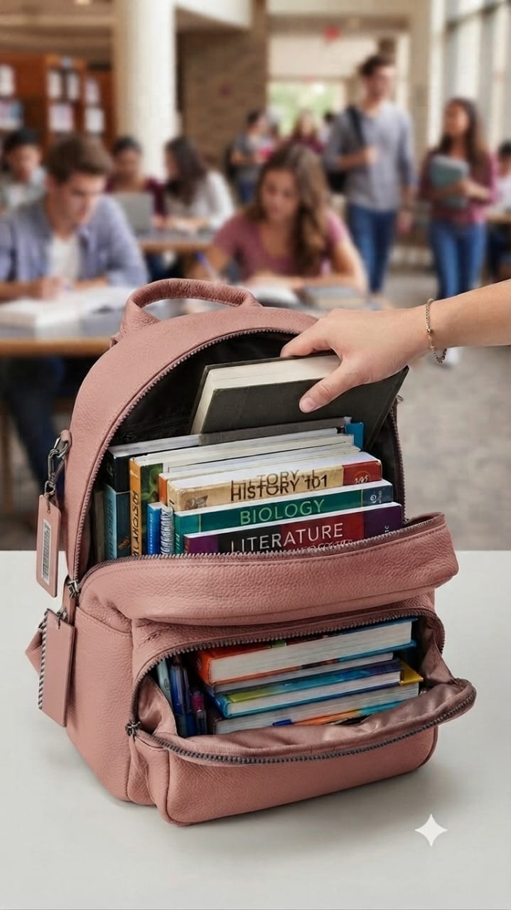 Min Min Premium Soft PU Leather Backpack | Stylish Multi-Compartment Bag for College, Office & Travel